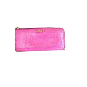 Miu Miu embossed leather zip around wallet